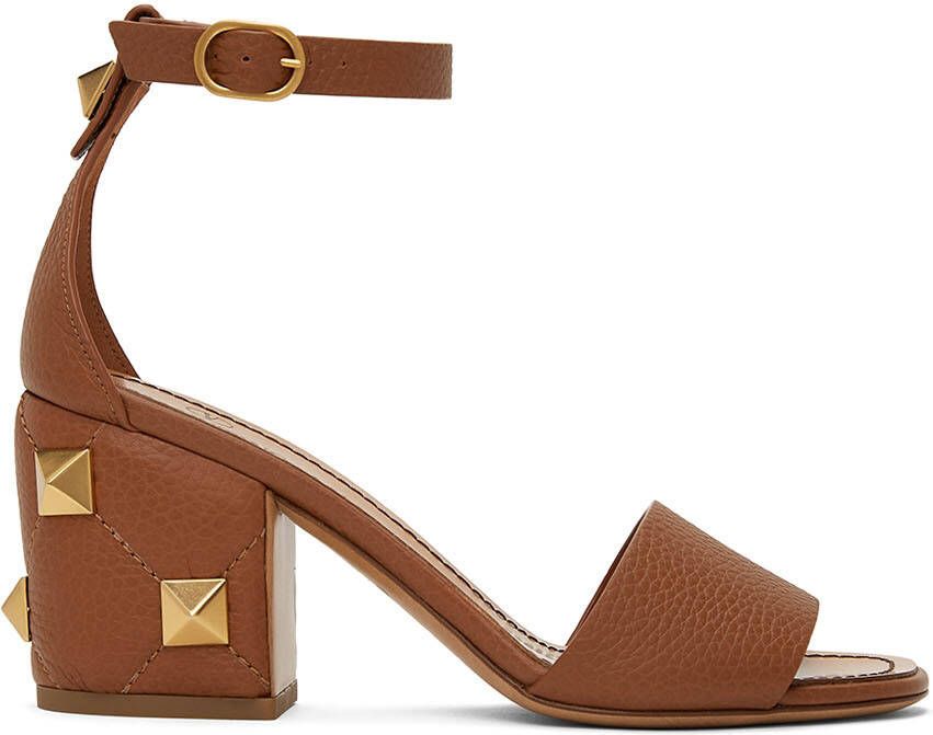 Valentino Garavani Tan Roman Stud Heeled Sandals
