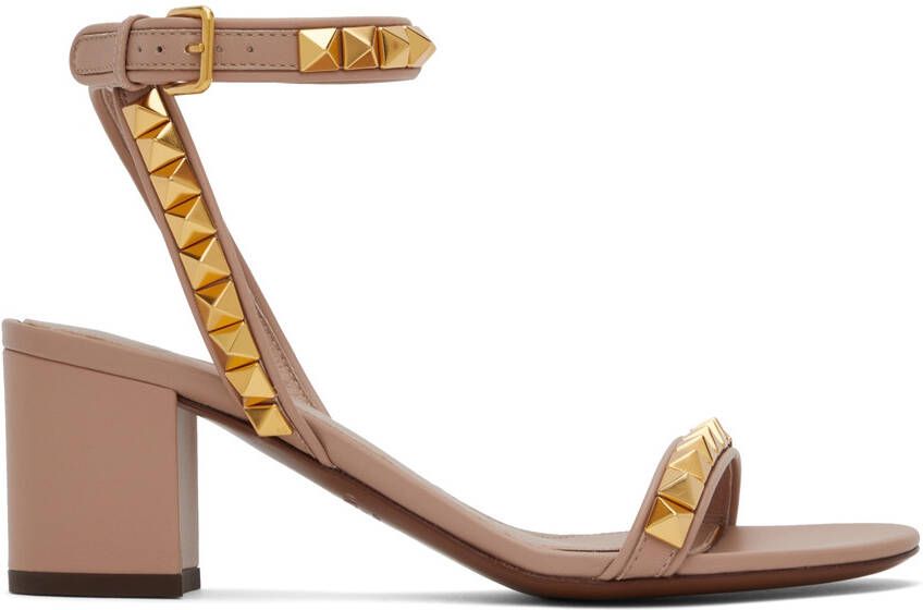 Valentino Garavani Taupe Rockstud Heeled Sandals - Picture 5