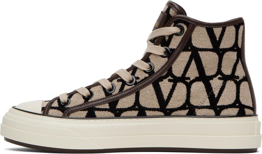 Valentino Garavani Beige & Black Totaloop Sneakers - Picture 3