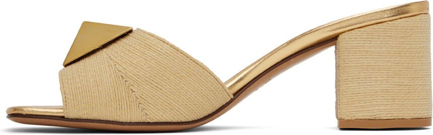 Valentino Garavani Beige One Stud Heeled Sandals - Picture 4