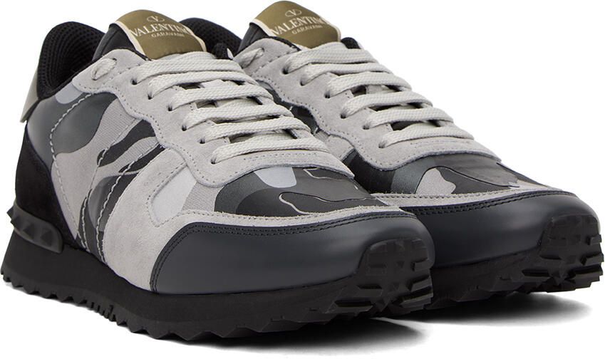 Valentino Garavani Black & Gray Rockrunner Sneakers - Picture 2