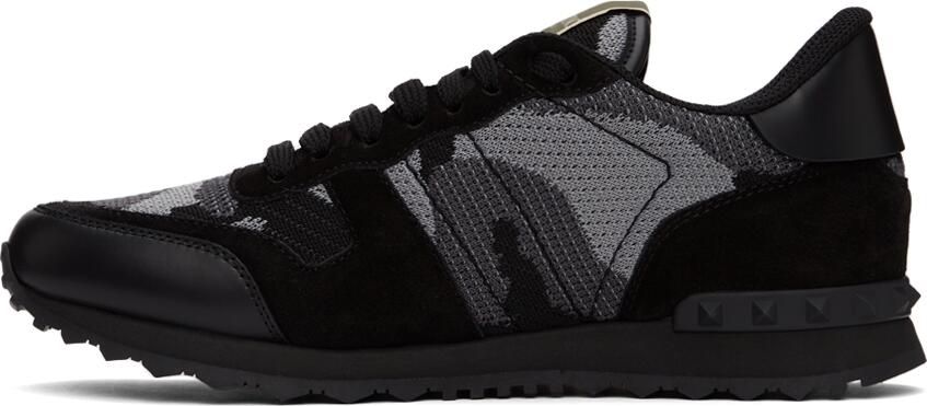 Valentino Garavani Black & Grey Rockrunner Sneakers - Picture 3