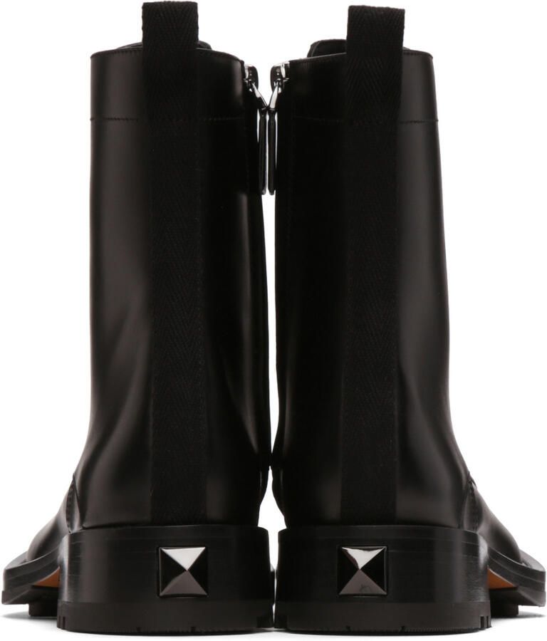 Valentino Garavani Black Calfskin Combat Boots - Picture 2