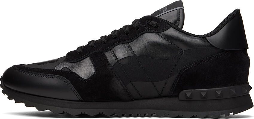 Valentino Garavani Black Camouflage Rockrunner Sneakers - Picture 3