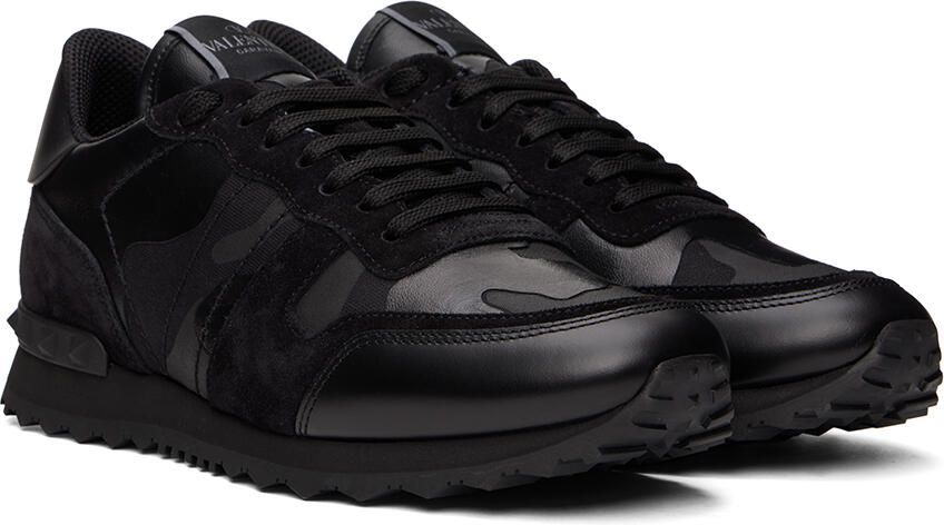 Valentino Garavani Black Camouflage Rockrunner Sneakers - Picture 2