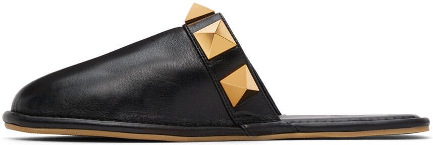 Valentino Garavani Black Nappa Stud Slippers - Picture 4