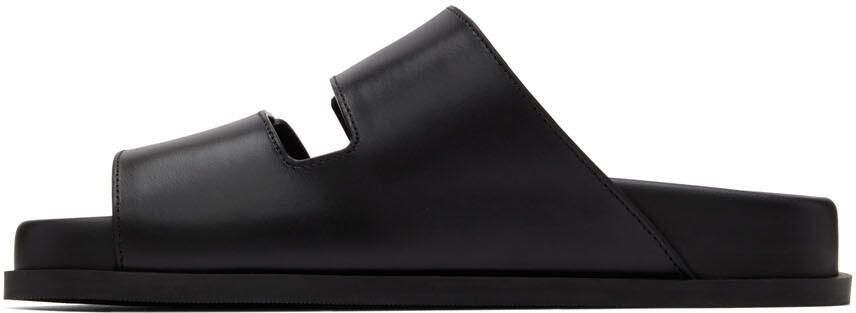 Valentino Garavani Black One Stud Flat Sandals - Picture 3