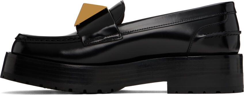 Valentino Garavani Black One Stud Loafers - Picture 3