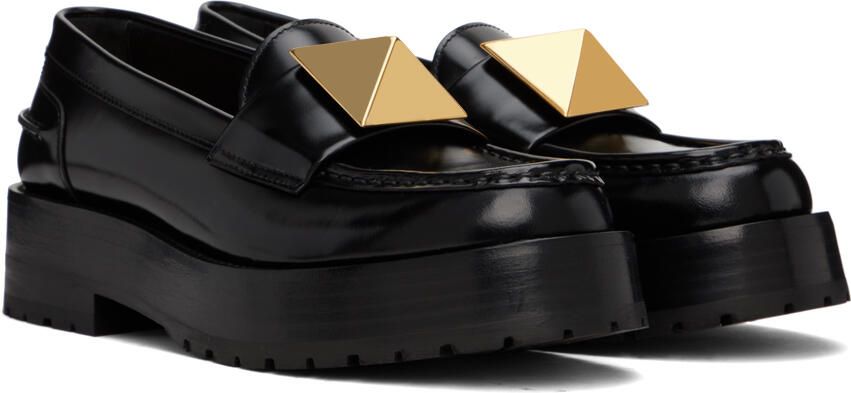 Valentino Garavani Black One Stud Loafers - Picture 2