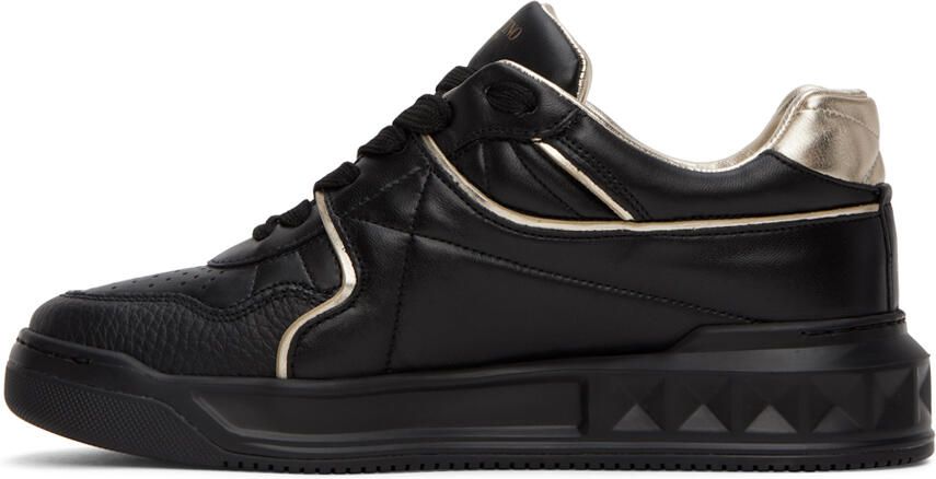 Valentino Garavani Black One Stud Sneakers - Picture 3