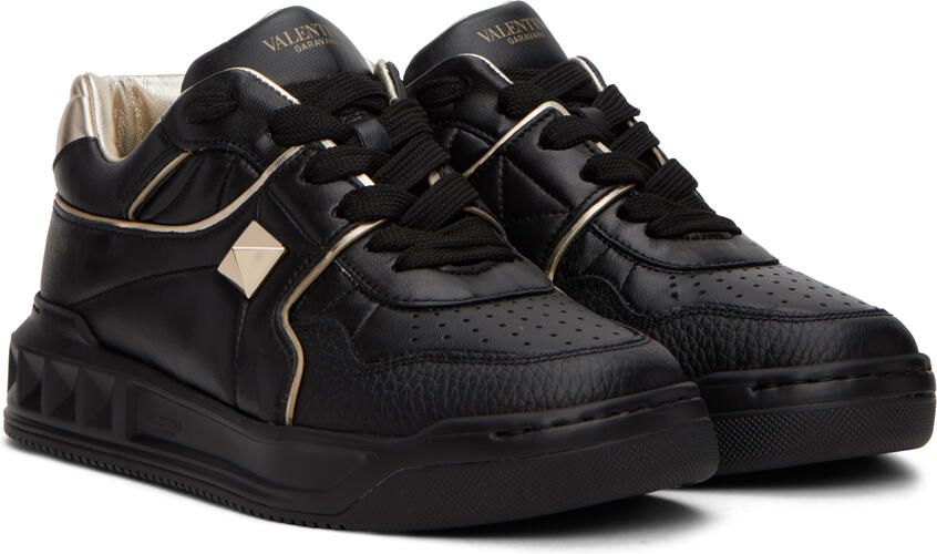 Valentino Garavani Black One Stud Sneakers - Picture 2