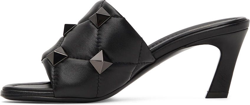 Valentino Garavani Black Quilted Roman Stud Heeled Sandals - Picture 4