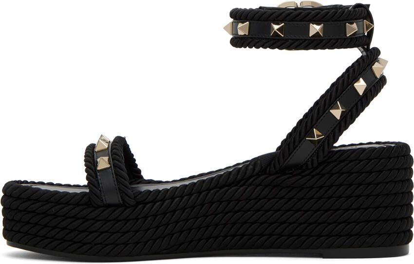 Valentino Garavani Black Rockstud 45 Heeled Sandals - Picture 3