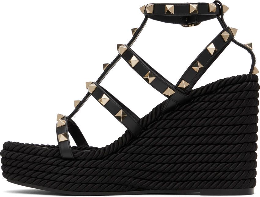 Valentino Garavani Black Rockstud 95 Heeled Sandals - Picture 3