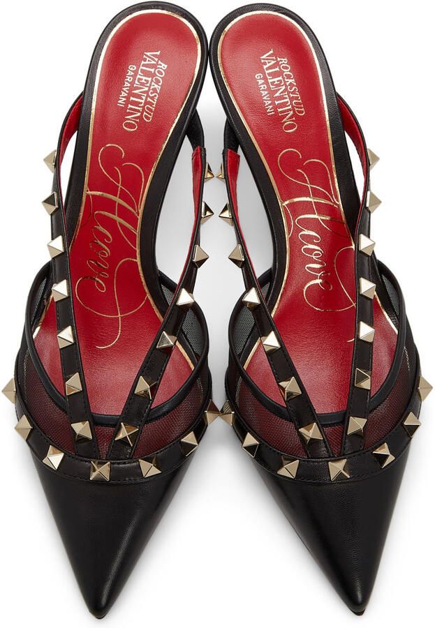 Valentino Garavani Black Rockstud Alcove Mules