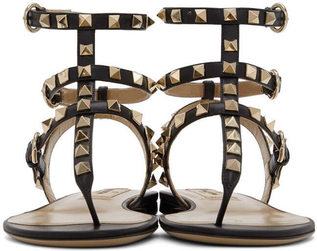 Valentino Garavani Black Rockstud Caged Sandals - Picture 3