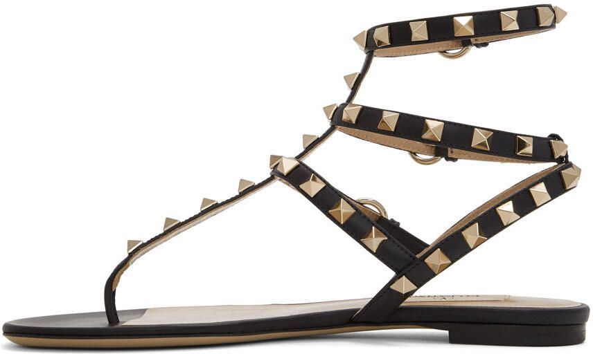 Valentino Garavani Black Rockstud Caged Sandals - Picture 2