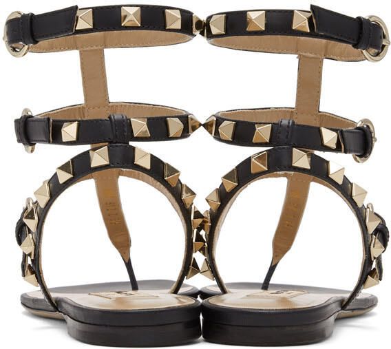 Valentino Garavani Black Rockstud Caged Sandals - Picture 4