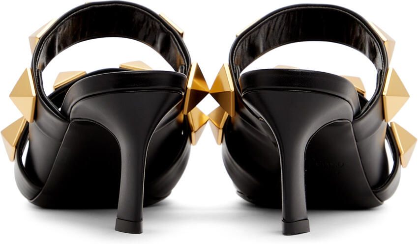 Valentino Garavani Black Roman Rockstud Strap Heels - Picture 2