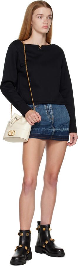 Valentino Garavani Black Roman Stud Ankle Boots - Picture 4