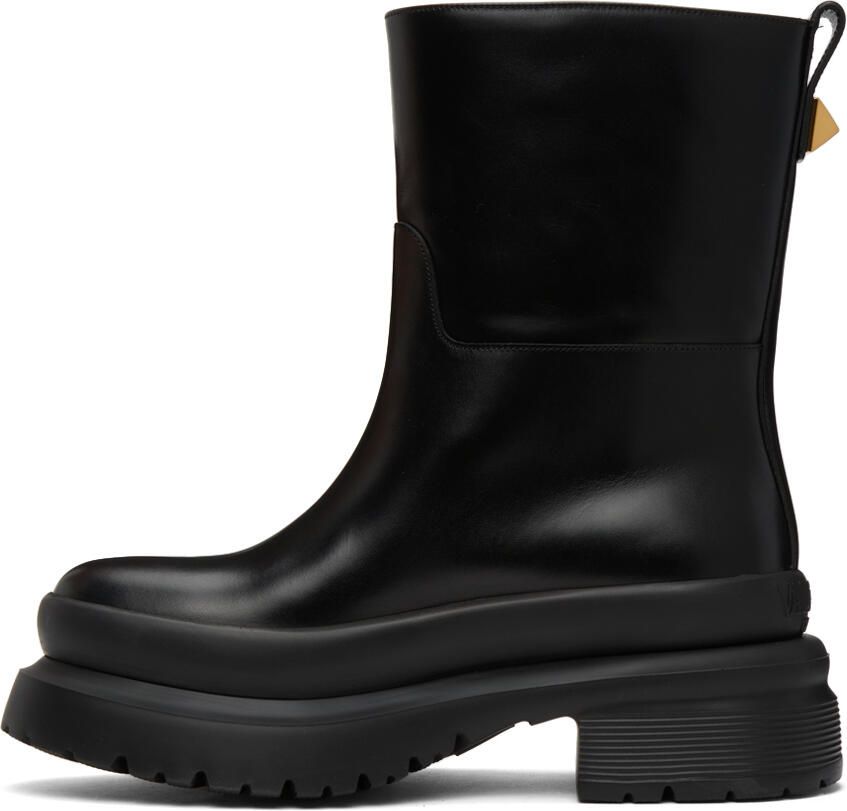 Valentino Garavani Black Roman Stud Boots - Picture 2