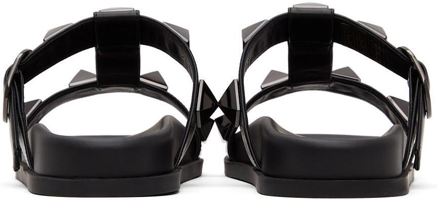 Valentino Garavani Black Roman Stud Flat Slide Sandals - Picture 2