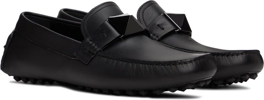 Valentino Garavani Black Roman Stud Loafers - Picture 3