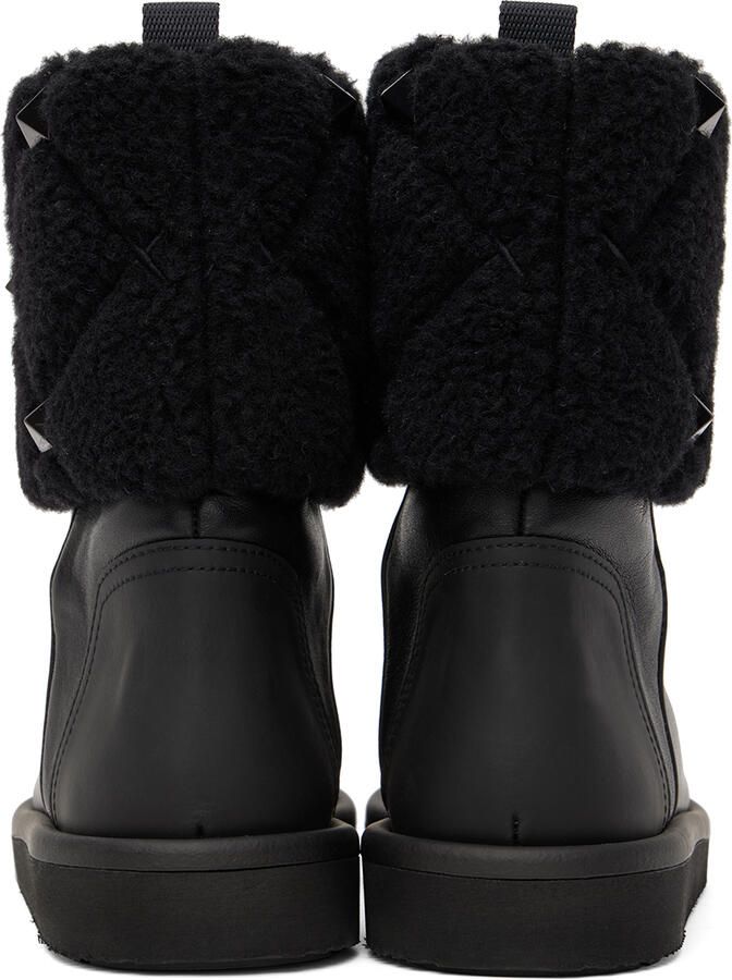 Valentino Garavani Black Roman Stud Quilted Winter Boots - Picture 3