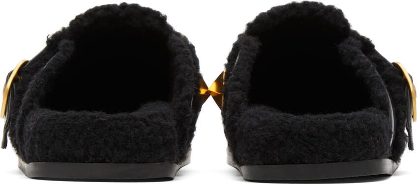 Valentino Garavani Black Roman Stud Sabot Slippers - Picture 2