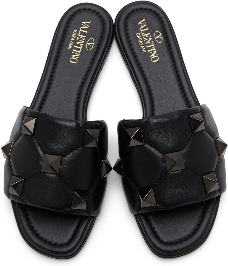 Valentino Garavani Black Roman Stud Sandals