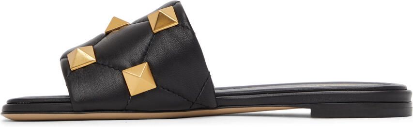 Valentino Garavani Black Roman Stud Sandals - Picture 4