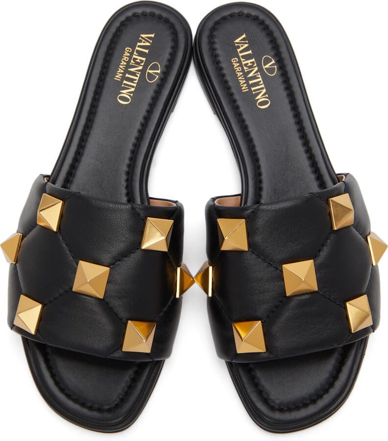 Valentino Garavani Black Roman Stud Sandals