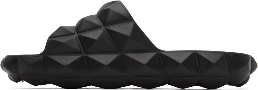 Valentino Garavani Black Roman Stud Turtle Slides - Picture 4