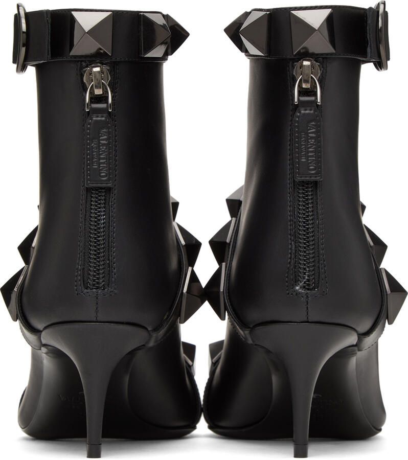 Valentino Garavani Black Roman Studs 60 Boots - Picture 2