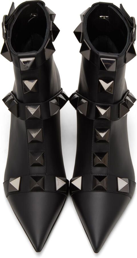 Valentino Garavani Black Roman Studs 60 Boots - Picture 4