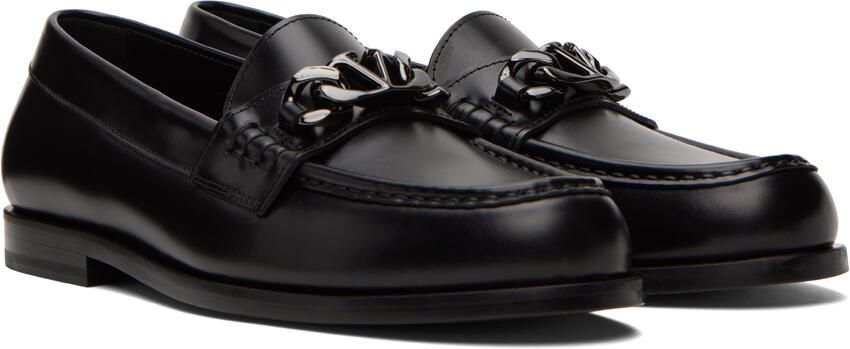 Valentino Garavani Black VLogo Chain Loafers - Picture 2