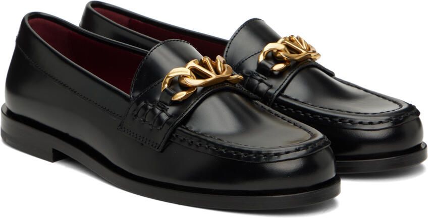 Valentino Garavani Black VLogo Chain Loafers