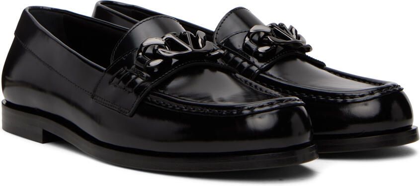 Valentino Garavani Black VLogo Chain Loafers - Picture 2