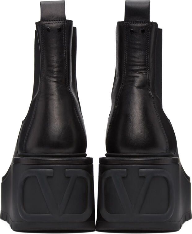Valentino Garavani Black VLogo Platform Boots - Picture 3