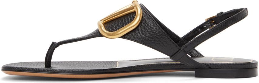 Valentino Garavani Black VLogo Signature Flat Sandals - Picture 4