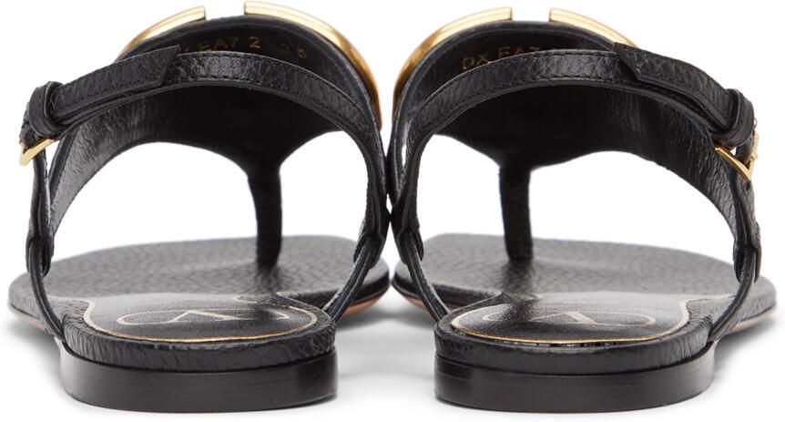 Valentino Garavani Black VLogo Signature Flat Sandals - Picture 2