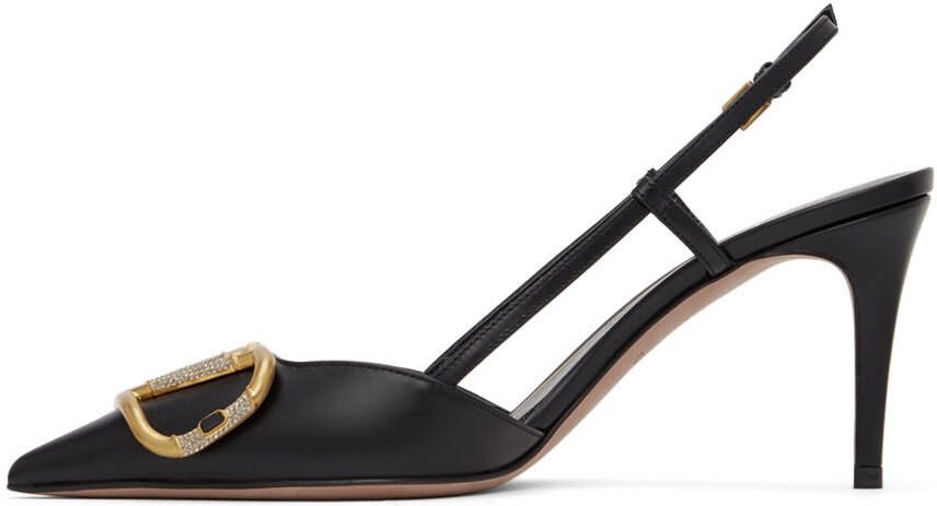 Valentino Garavani Black VLogo Slingback Heels - Picture 4
