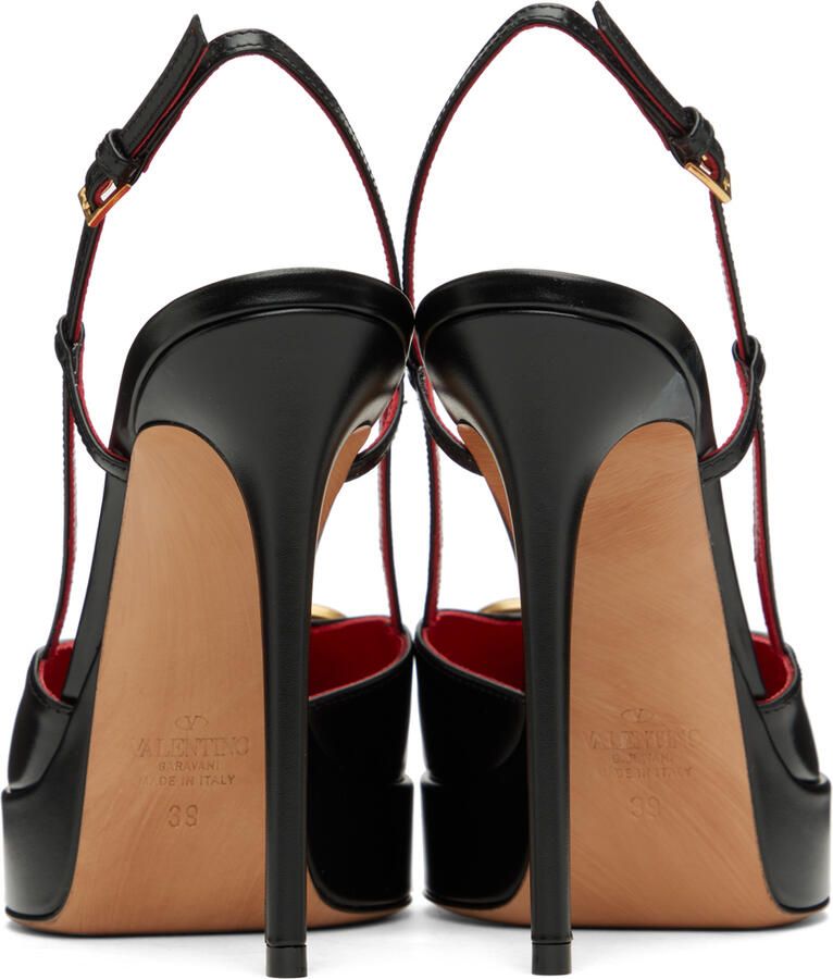Valentino Garavani Black VLogo Slingback Platform Heels