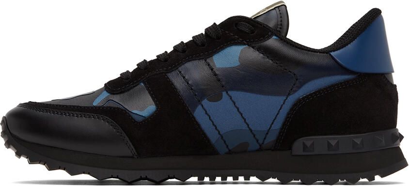 Valentino Garavani Blue & Black Camo Rockrunner Sneakers - Picture 2