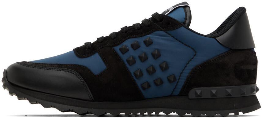 Valentino Garavani Blue & Black Rockstud Sneakers - Picture 3