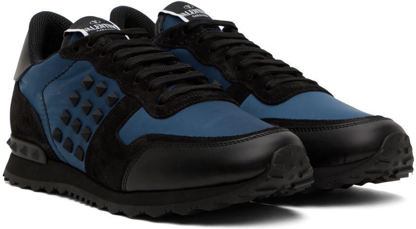 Valentino Garavani Blue & Black Rockstud Sneakers - Picture 2