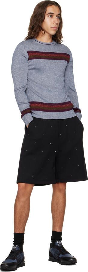 Valentino Garavani Blue & Black Rockstud Sneakers - Picture 4