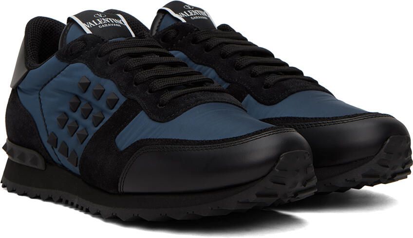 Valentino Garavani Blue & Black Rockstud Sneakers - Picture 2