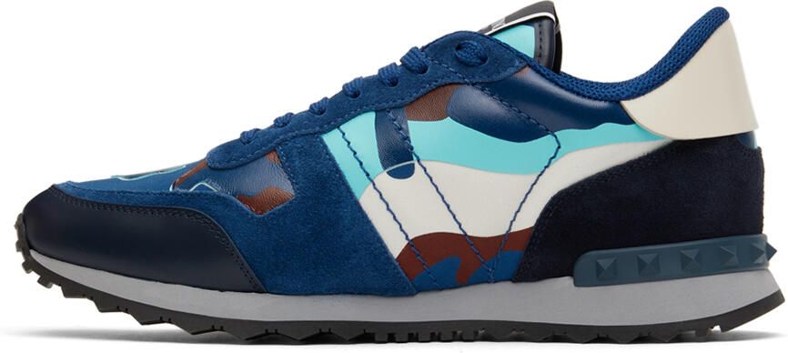 Valentino Garavani Blue Camouflage Rockrunner Sneakers - Picture 4