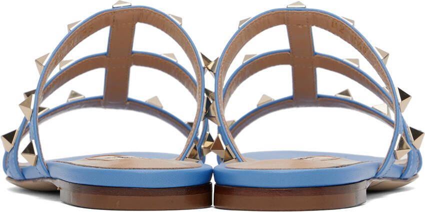 Valentino Garavani Blue Rockstud Flat Sandals